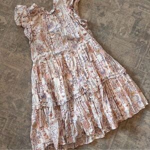Womens' Ivory Floral Tiered Ruffle Dress